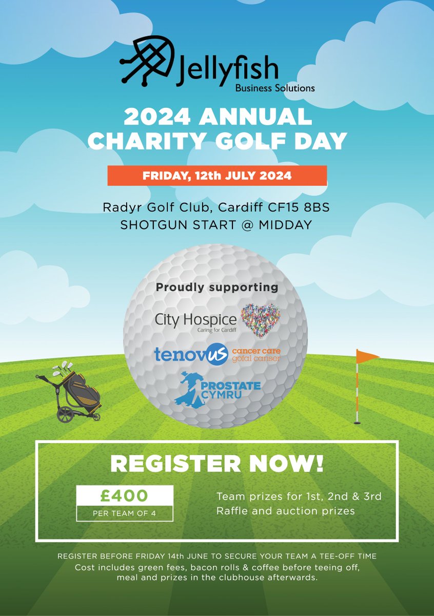 ⛳️ Enter a team for our Annual Charity Golf Day ⛳️
Taking place on Friday 12th July at Radyr Golf Club, our golf day will be raising much-needed funds for our chosen charities.
See attached for details and if you would like to enter a team, click the link 
mailchi.mp/247c80120428/6…