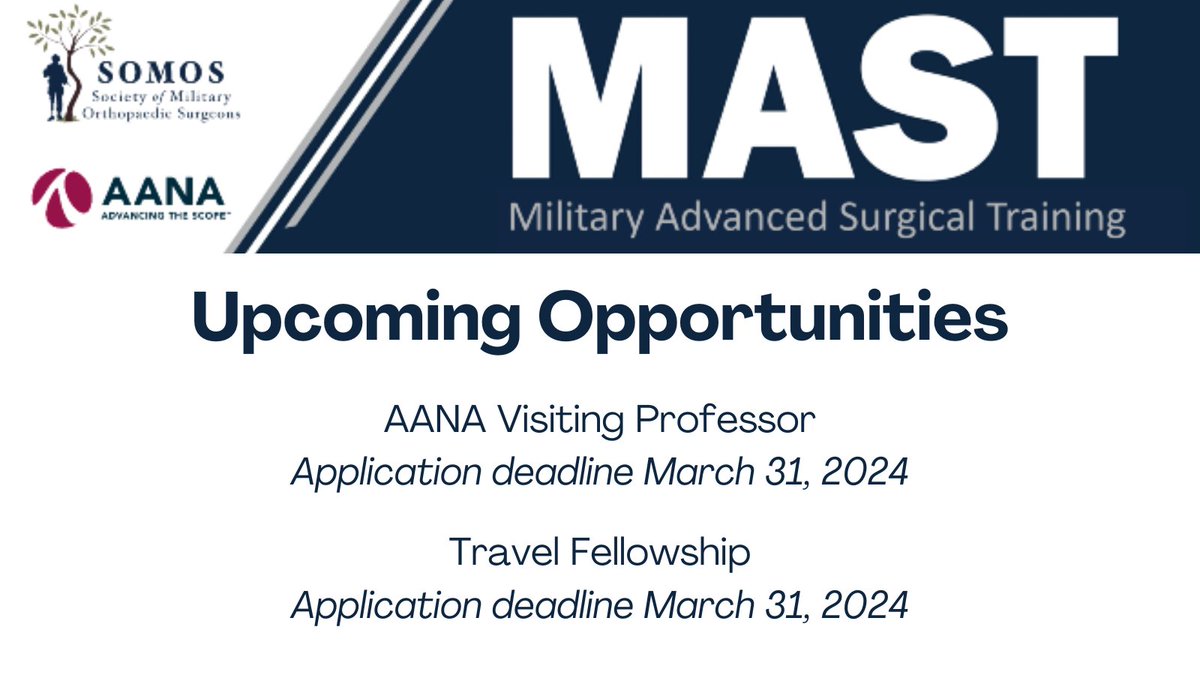 Learn more about these exciting training opportunities that are available through the MAST program in 2024! bit.ly/3P0LuYd @AANAORG