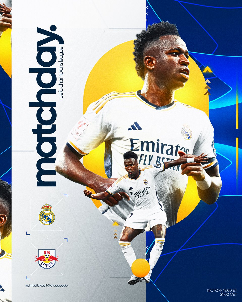 Matchday at the Bernabéu ⚪️ Vinicius Jr and Real Madrid host RB Leipzig at the Santiago Bernabeu today in a Champions League matchup. Madrid currently leads 1-0 on aggregate. Do they have this tie on lock?