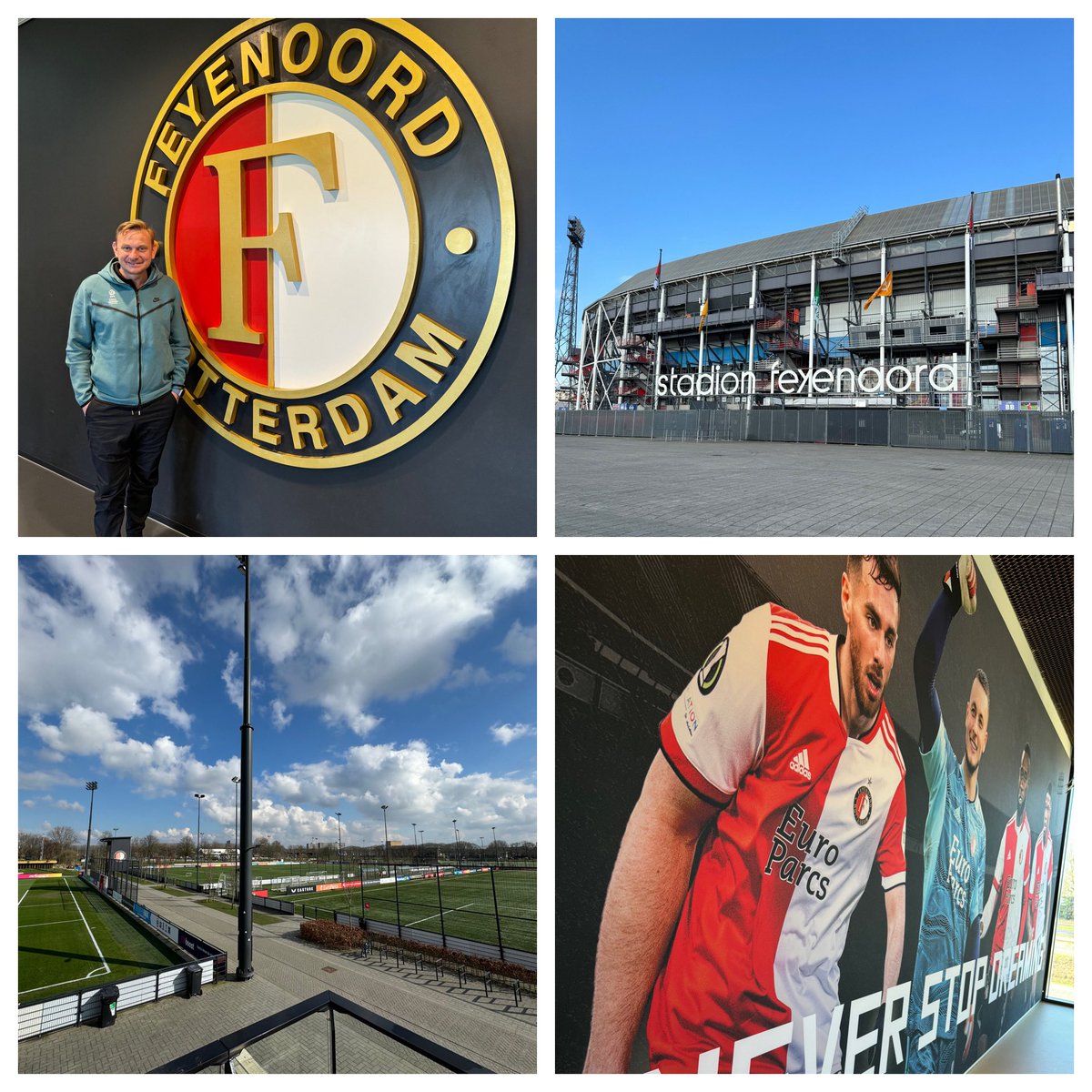 Drugi dzień kursu,tym razem w @Feyenoord 👍🏻 Dużo ciekawych wniosków wywiozę z klubu w którym Polscy piłkarze radzili sobie świetnie 😉💪