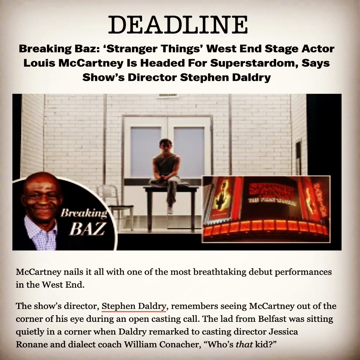 'Stranger Things’ Stage Actor and Alumni Louis McCartney Is Headed For Superstardom' says Show’s Director Stephen Daldry deadline.com/2024/03/strang…  #owningit  #strangerthings #strangerthingsonstage