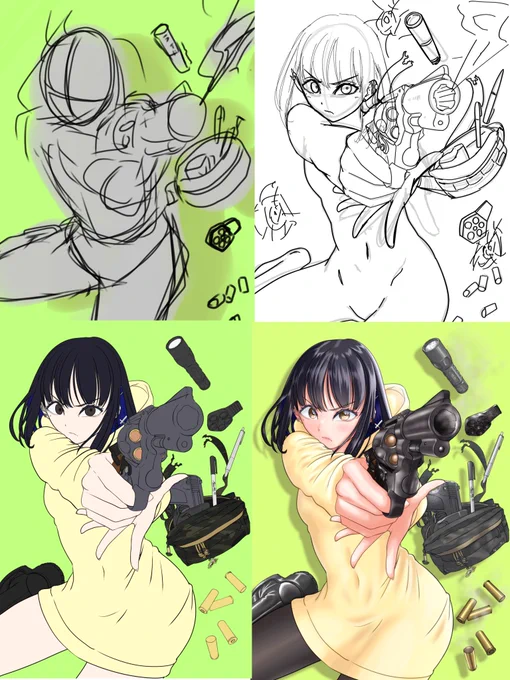 今描いてるイラストの完成までもうしばらくかかりそうなので前回のイラストの制作過程を載せてお茶を濁します 