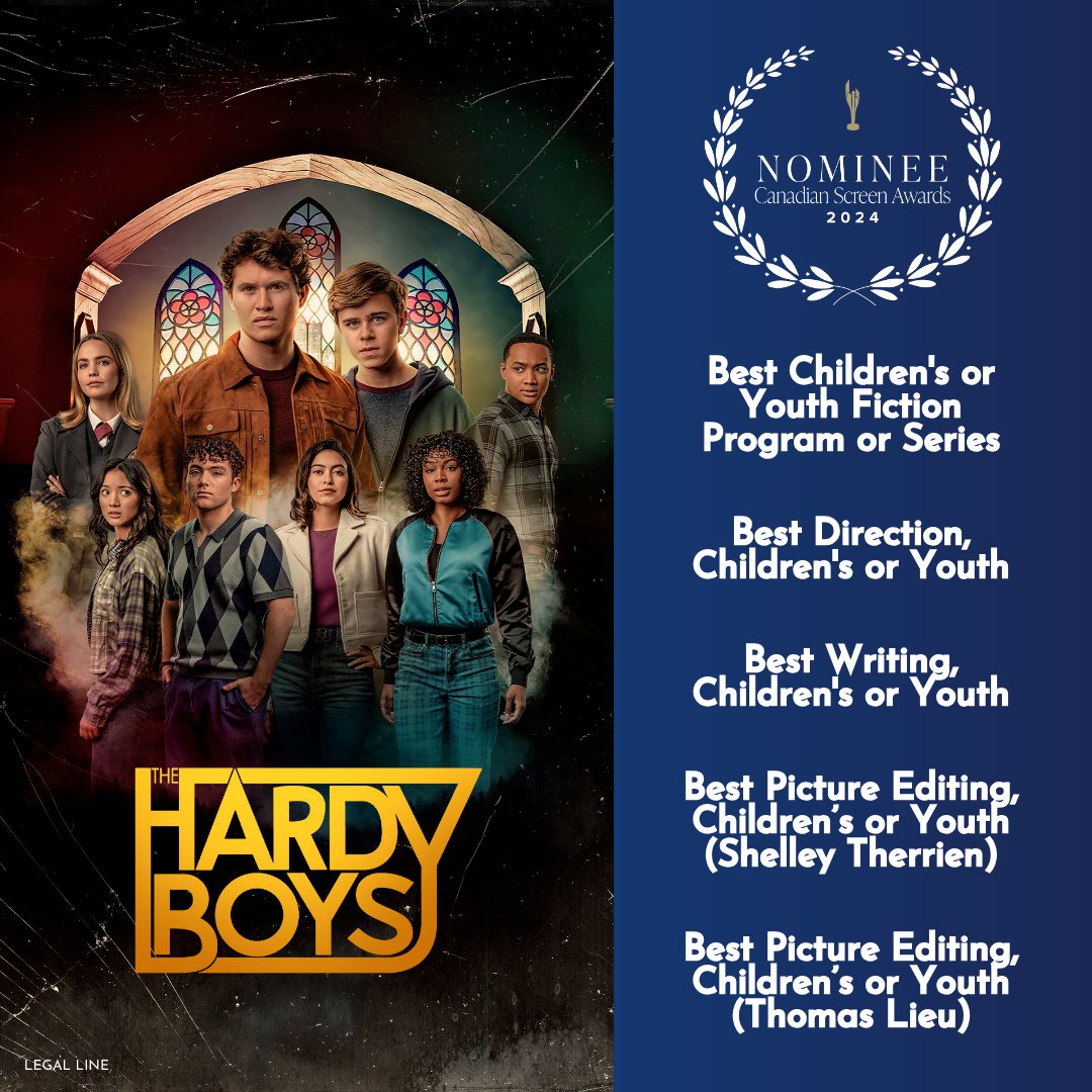 The #CdnScreenAwards Nominations have been revealed and we're honoured to share Season 3 of @TheHardyBoysTV received FIVE Nominations! 🔍🏆🎉Congrats to the nominees!