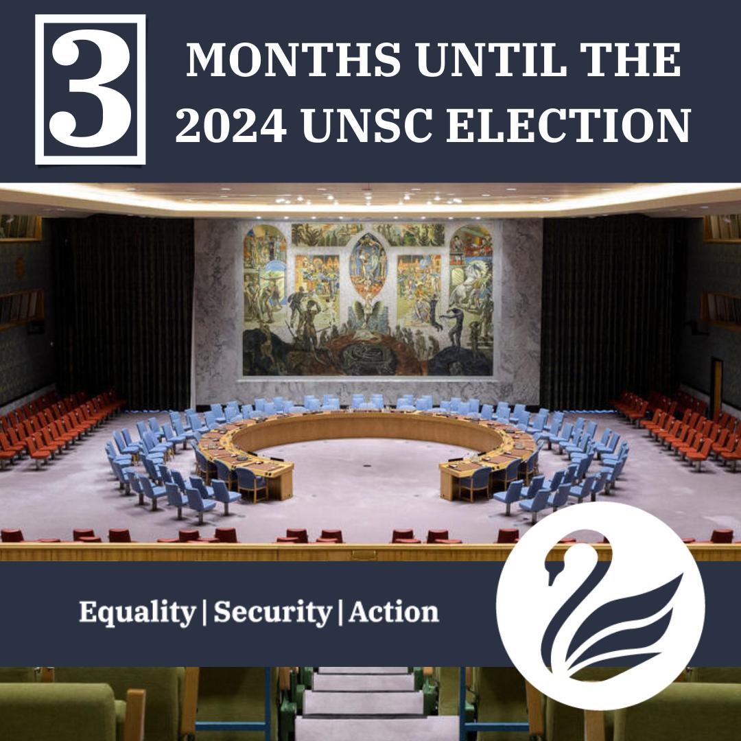 📣COUNTDOWN📣 3️⃣ months left until the 2024 #UNSC election. 🇩🇰 is running for a non-permanent seat for the period 2025-26. We are ready to serve! 🇺🇳 👀 Keep an eye out for exciting activities in the coming months 🦢 👉 dk4unsc.dk #DK4UNSC #EqualitySecurityAction