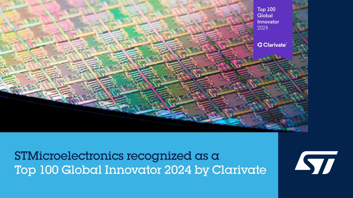 #STMicroelectronics has been named a Top 100 Global Innovators™ 2024. The annual list from @Clarivate identifies organizations leading the world in technology research and innovation.
🔍spkl.io/60194IUgU
#Top100Innovators