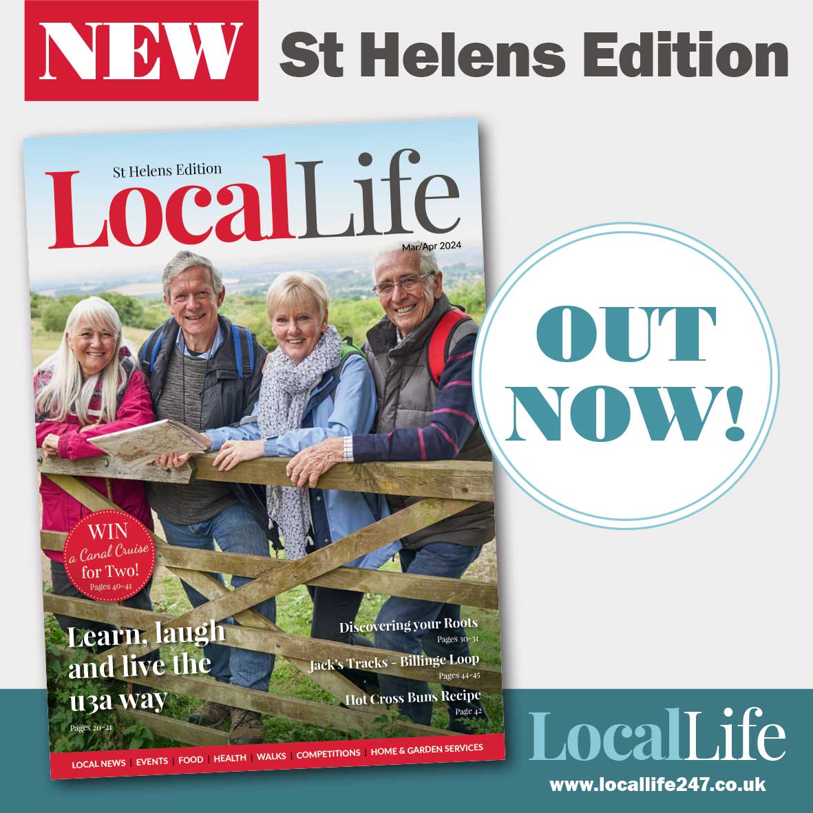 The St Helens March edition is out now! 

Full of local events &amp; information, a great new walk and a lovely competition to win a canal cruise for two.

You can also read online at ow.ly/FZIQ50QJew0