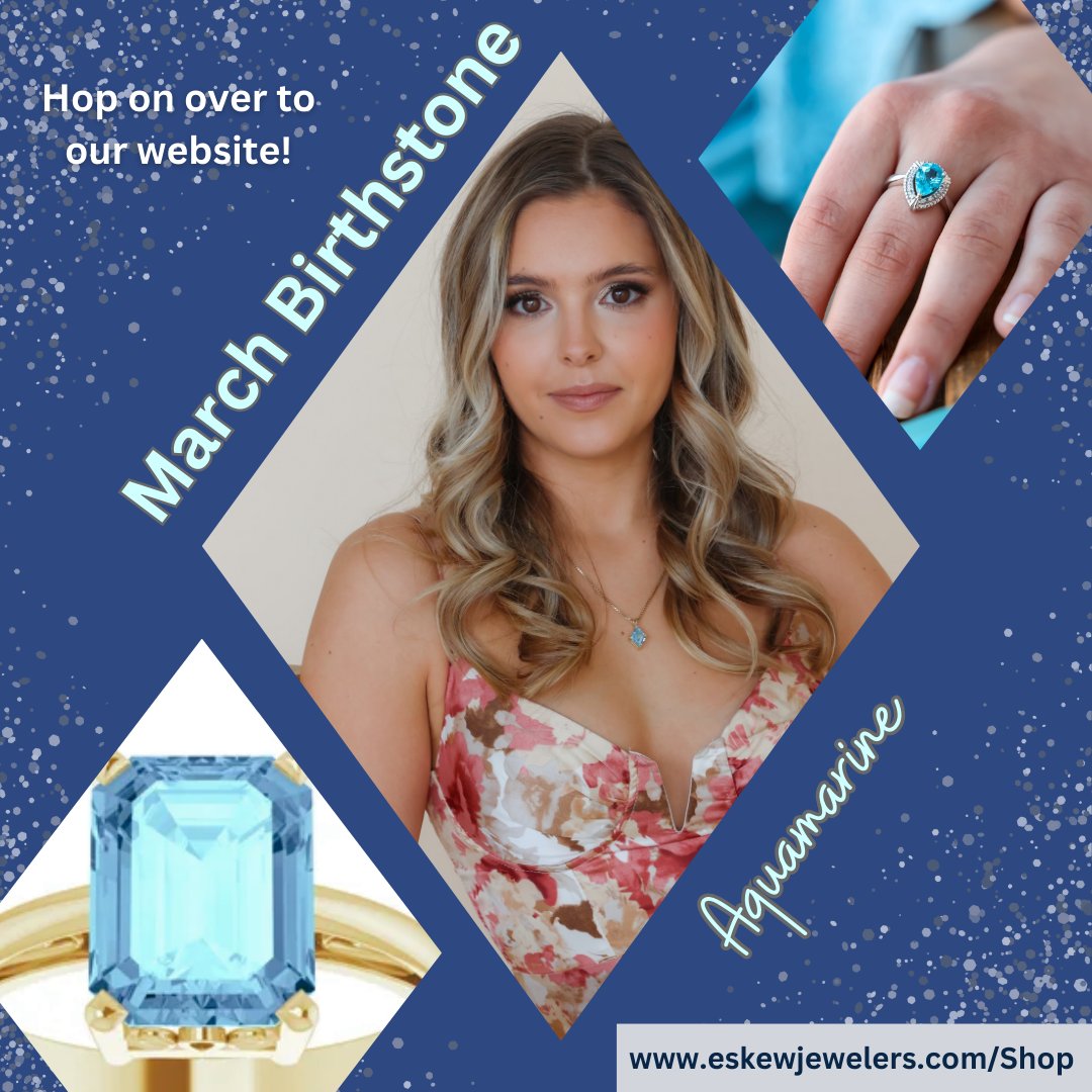 💙 Known for its serene blue hues, this gem represents tranquility and clarity. Discover the calming energy of Aquamarine – perfect for adding a touch of elegance to your style. 💎✨
 #MarchBirthstone #AquamarineJewelry #GemstoneFacts #JewelryEssentials #EskewsFineJewelers