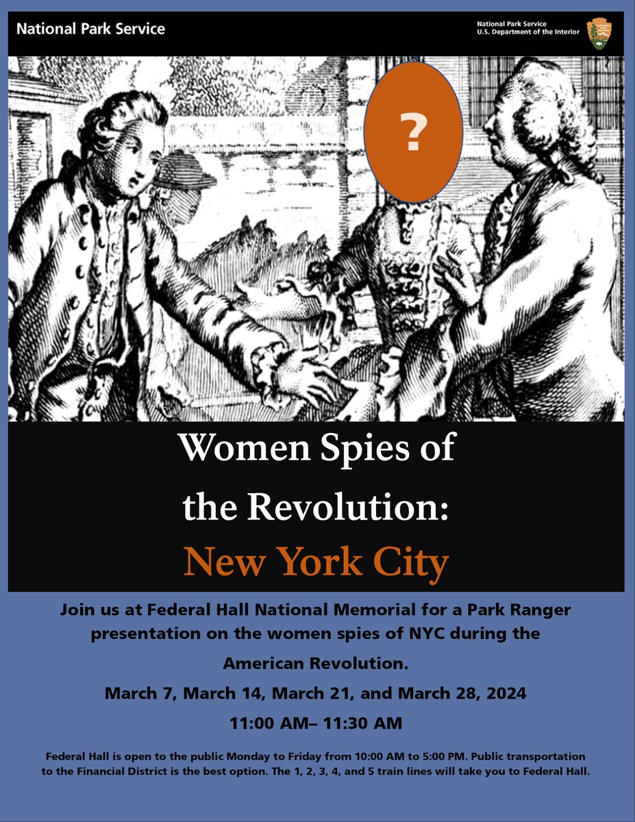 As a reminder, there will be a program about women spies in the American Revolution on March 7th at 11:00am.