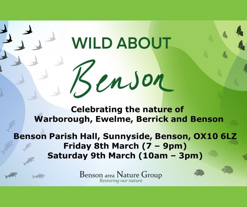 ChilternSociety's tweet photo. Wild about Benson are celebrating nature this weekend at their nature extravaganza - find out what's going on locally to look after the precious wild places in the area of South Oxfordshire, including our site Ewelme Watercress Beds. For more info go to https://t.co/hXeFAyYlut https://t.co/po6Q0Bznhf