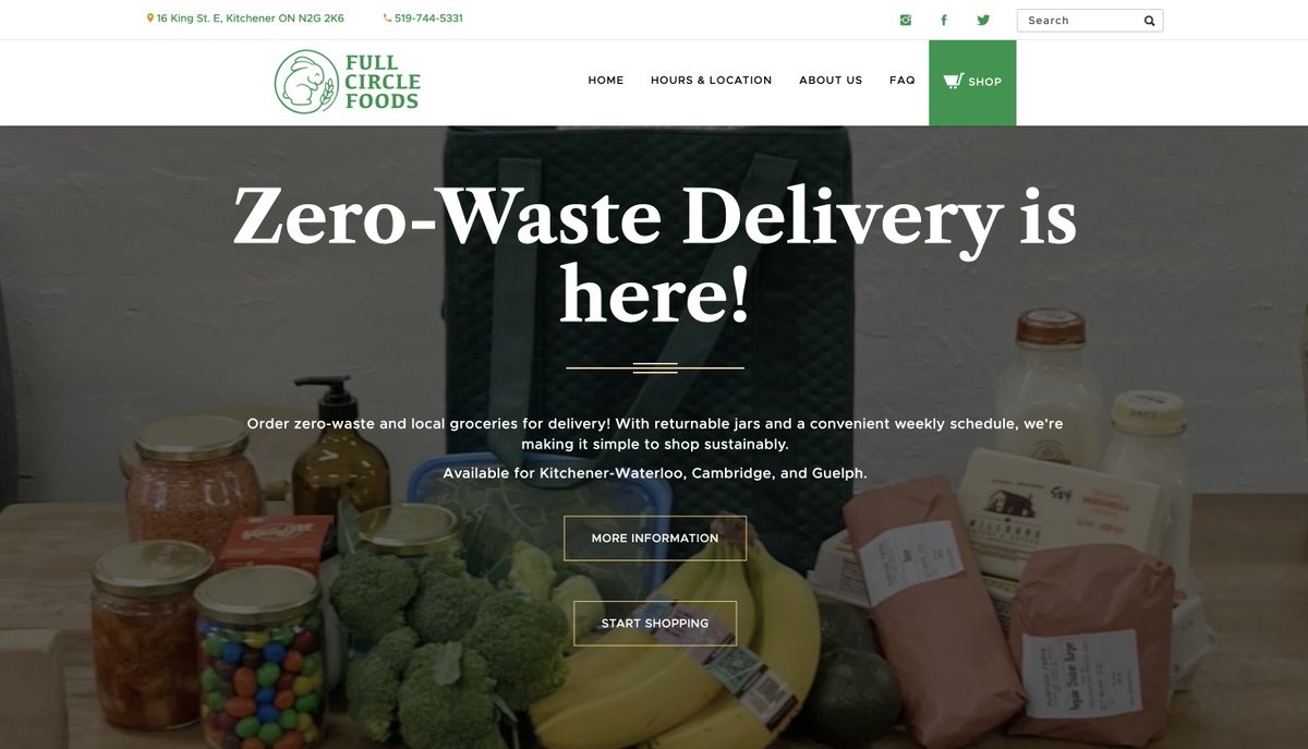 5th on our 'Green Heroes Series' Full Circle Grocery & Bulk. They aim to provide #organic and locally sourced food in a fully returnable jars on your convenient schedule #ethicalbusiness #DTKLove 

@FullCircleKW
