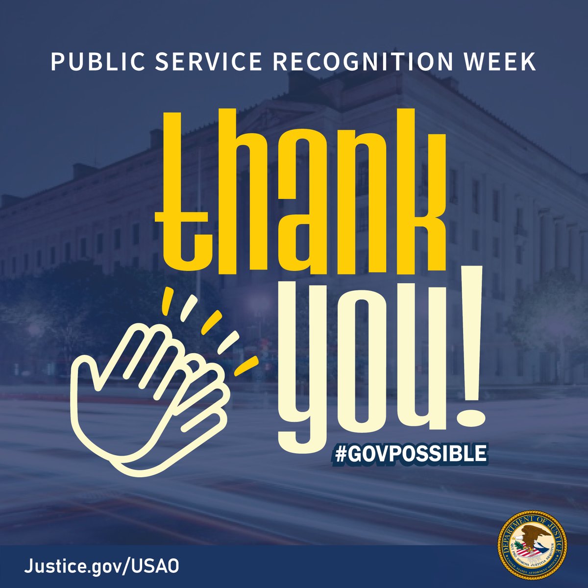 During #PublicServiceRecognitionWeek, @USAttorneys celebrates & thanks our public servants at the local, Tribal, State, & Federal levels who exemplify dedication to the common good. #PSRW