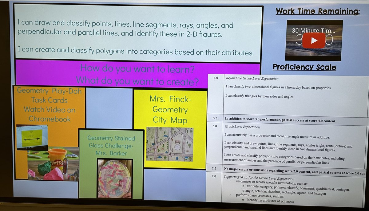 BarkerFinckCrew's tweet image. The #BestFourthGradersInTheDistrict bring creativity into #performancetasks Stain glass windows, towns, digital task cards, or free choice to showcase their understanding of geometry standards. #LetLearnersLead #StudentChoice #BigRoomBigGoals @deeperlearning #ITeachMath