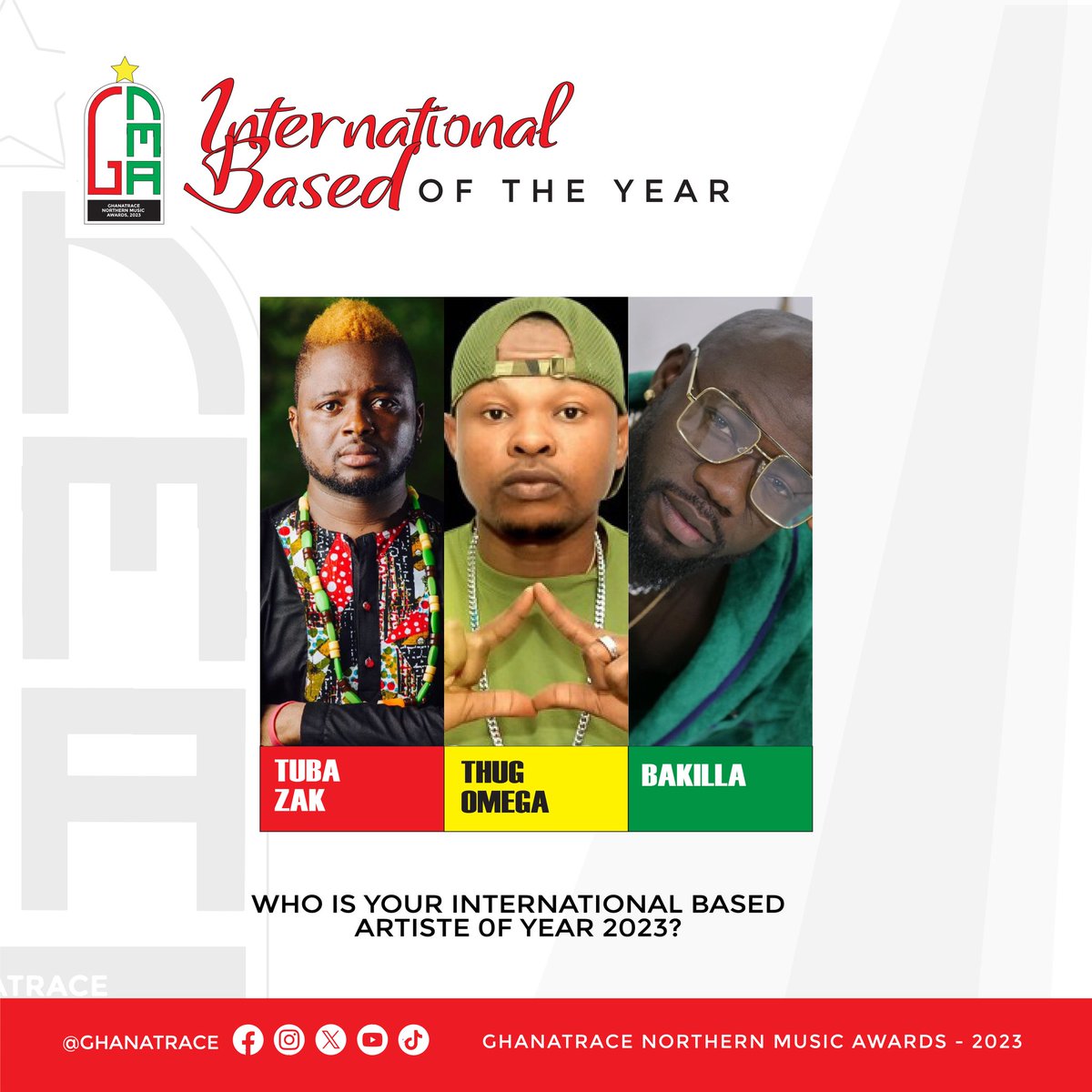 Nominees for the International-based Artiste of the year 2023 at the GhanaTrace Northern Music Awards.

Who wins?