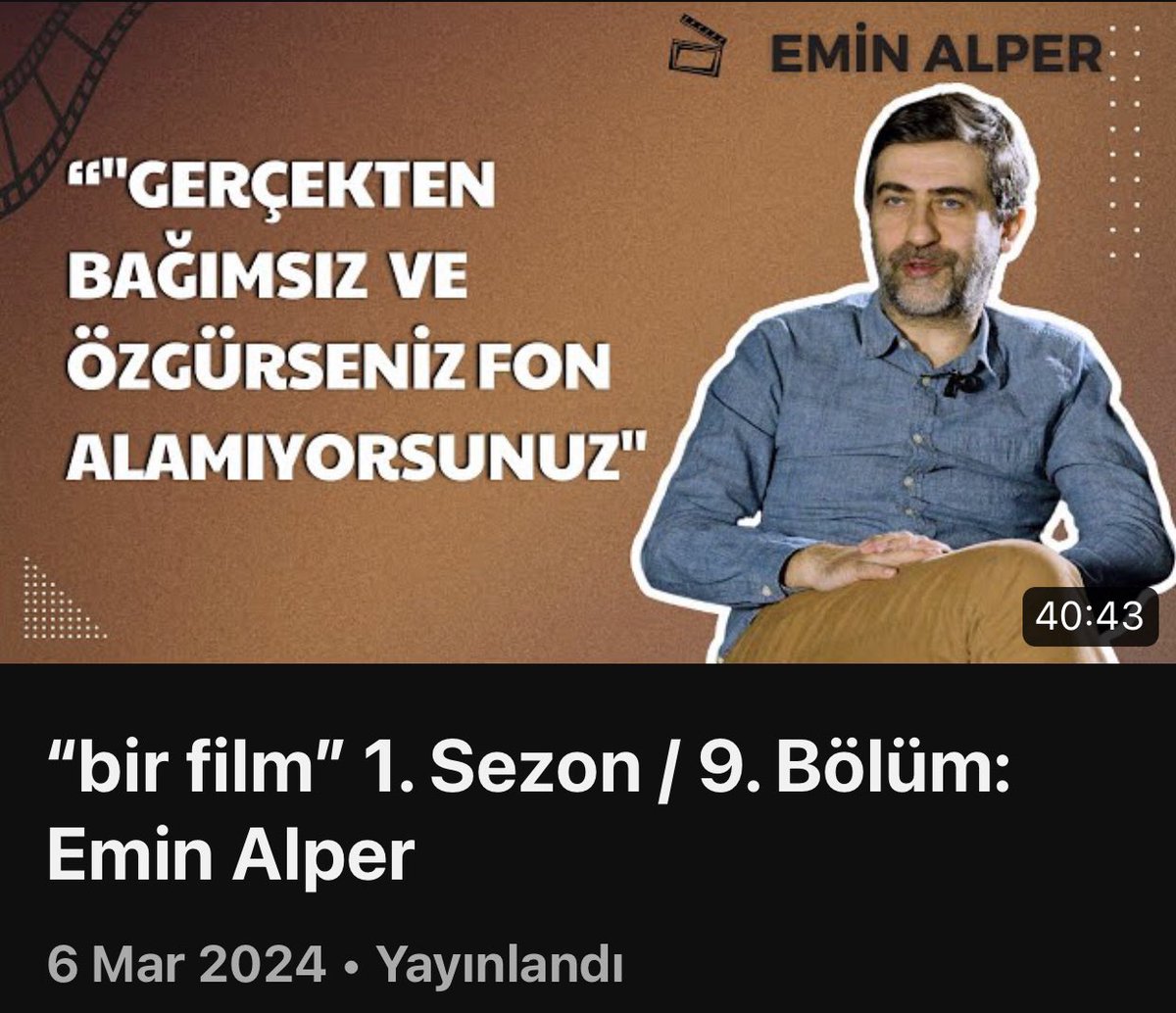 “bir film” 9. Bölüm konuğu sinemamızın bol ödüllü yönetmenlerinden @eminalpermovies ile efsane bir sohbet kaydettik #eminalper #birfilm #varyetebros #varyete “Kanala ABONE olmayı, BEĞENMEYİ ve PAYLAŞMAYI unutmayın. İyi seyirler✌🏿” youtu.be/Q9e3pImhaQs?si…