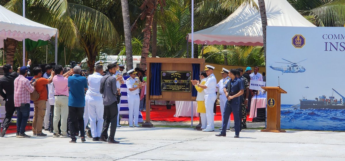 indiannavy's tweet photo. #IndianNavy Commissions #INSJatayu at Minicoy, the southernmost island of Lakshadweep.
Another step towards Navy’s efforts to incrementally augment security infrastructure at the strategically important islands. https://t.co/Bi3BkFia3K