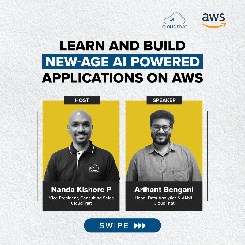 cloudthat's tweet photo. Ready to build Generative AI Applications on AWS? Join our free workshop hosted by AWS and CloudThat at the AWS office where you'll learn to develop the cutting-edge world of Generative AI on @AWScloud. 
#AI #AWS #GenerativeAI #Tech #AWSLeadership #AIApplications #CloudComputing