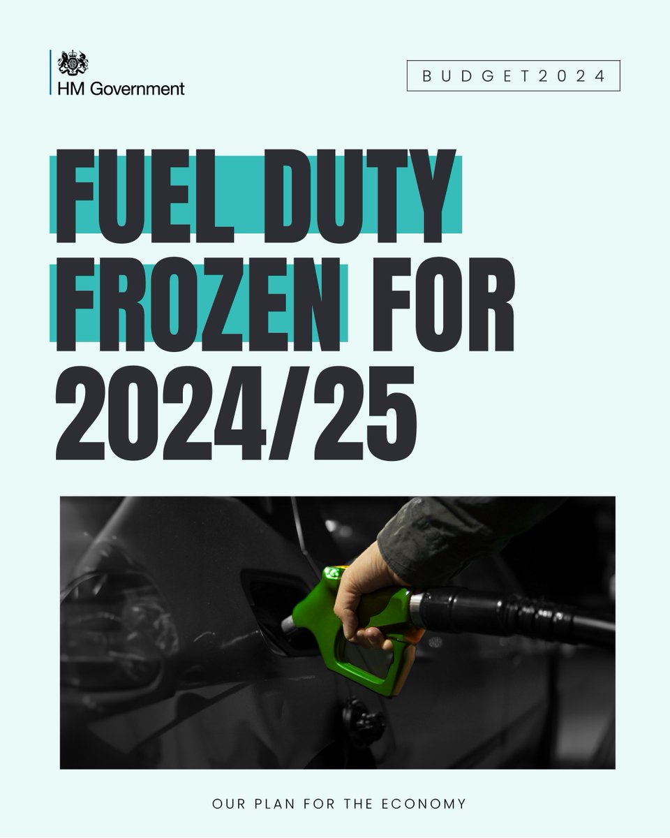 We are extending the temporary 5p cut in fuel duty rates for a further 12 months &amp; have cancelled the planned inflation increase.

Supporting motorists across the country with rising prices, saving an average of £250 per car since the cut was introduced in 2022.