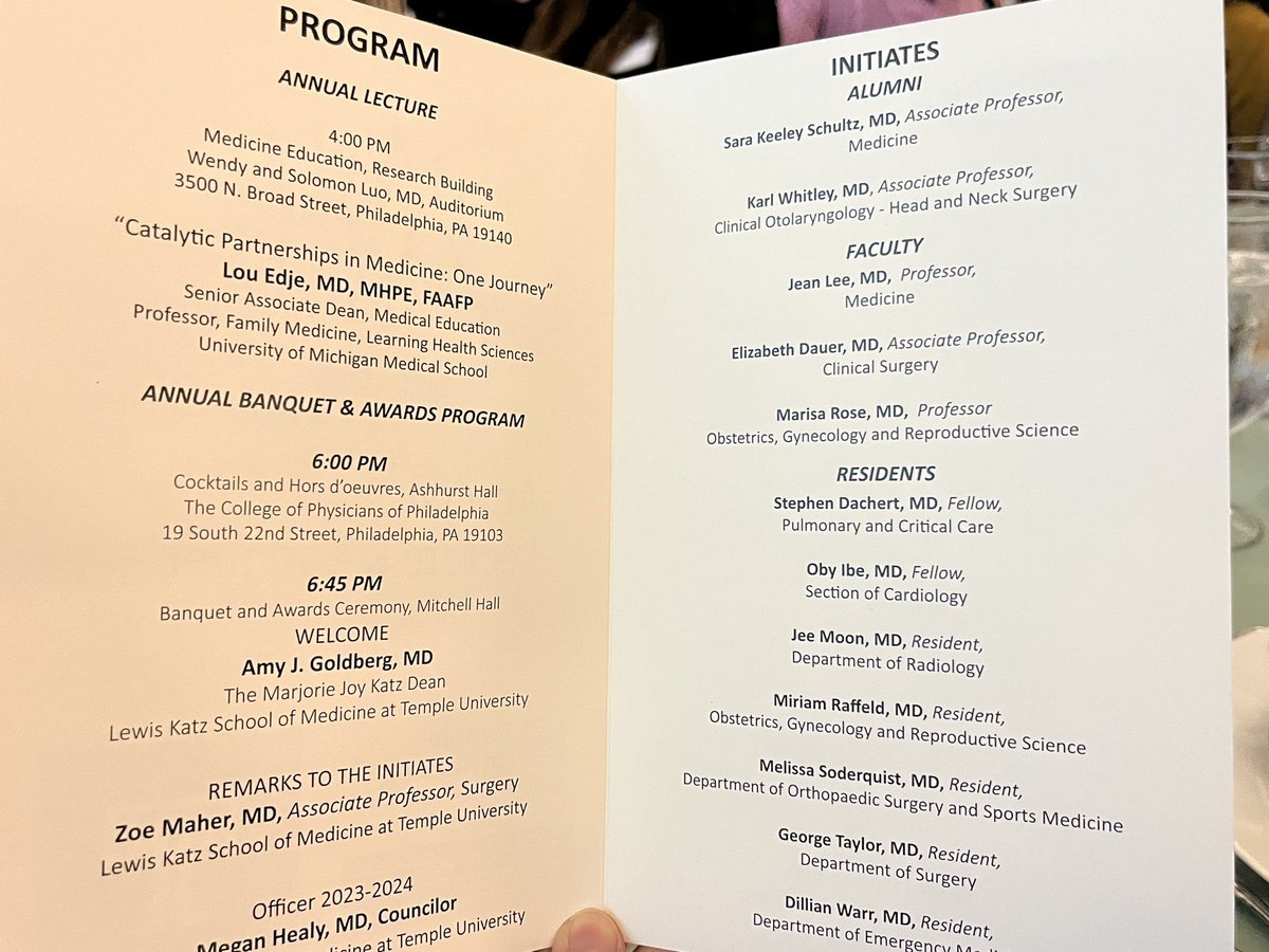 Congrats to my @TempleCards mentee Dr. @oby_ibe11 & all honorees on induction into @templemedschool’s #AOA Chapter @CollegeofPhys! 🩺 Recognition for clinical service, integrity, compassion, dedication, & leadership. “Be worthy to serve the suffering” #TempleMade 🦉
