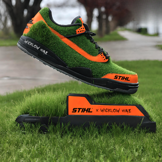 * The Collab Nobody Asked For* Forget Yeezys, ditch the Jordans, because the future of footwear is here. Introducing the STIHL x Wicklow Hire collection, the only sneakers guaranteed to get your lawn mowing game on point. What do you think? 🤔 #STIHL #WicklowHire