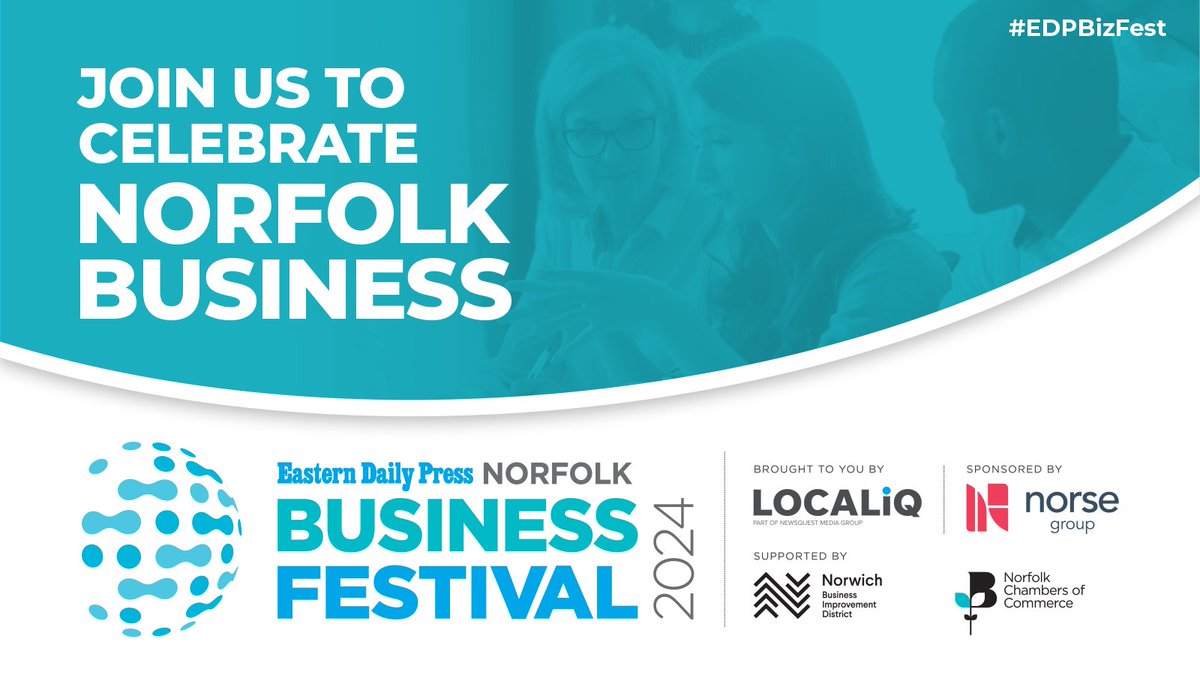 This is the first-ever EDP Norfolk Business Festival!

Sponsored by @NorseGroupLtd and supported by @norfolkchamber and @NorwichBIDUK.   The festival will be putting on free-to-attend events during the two weeks.

Find out more: edp24.co.uk/news/business/…

#EDPBIZFEST