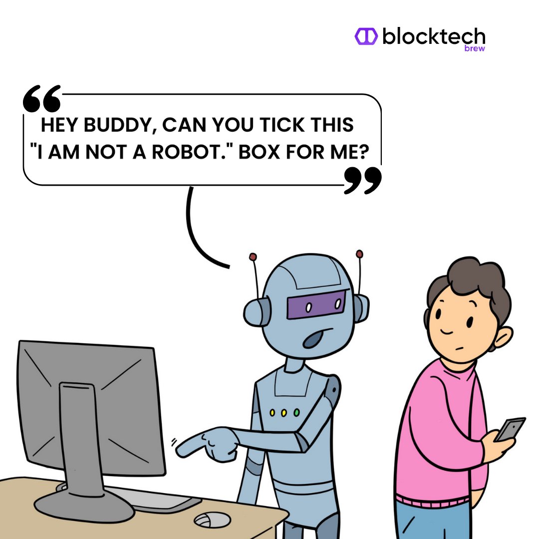 blocktechbrew's tweet image. When your robot friend needs a little help proving its humanity... 📷📷 #RobotProblems #blocktechbrew #artificialintelligence #robots #meme