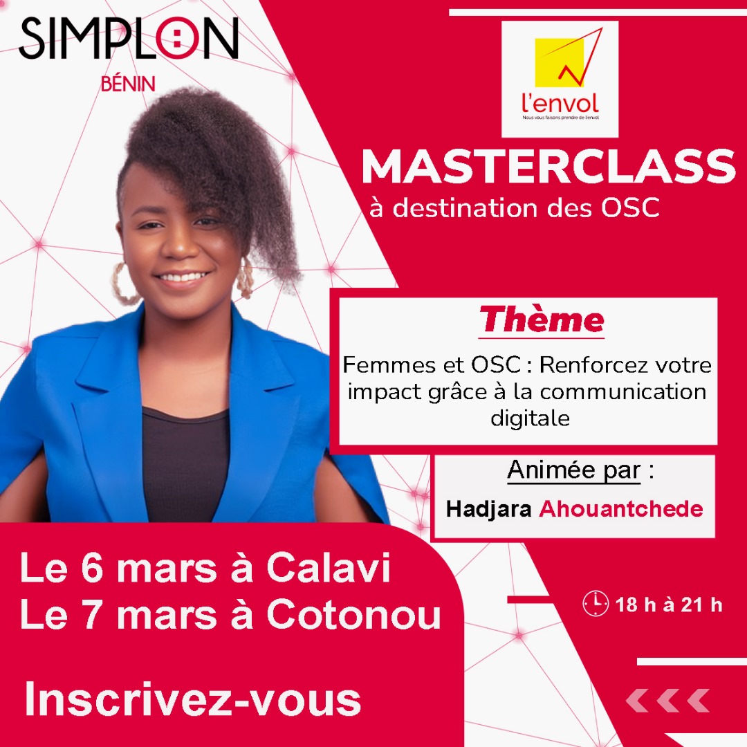 Vous êtes prêtes à donner un coup de boost à votre impact en faveur des femmes ? Une Masterclass spéciale sur la communication digitale organisée par <a href="/simplonco/">ok</a> !
Inscrivez-vous gratuitement  : bit.ly/49tu3rt

#CommunicationDigitale #OrganisationsDeLaSociétéCivile