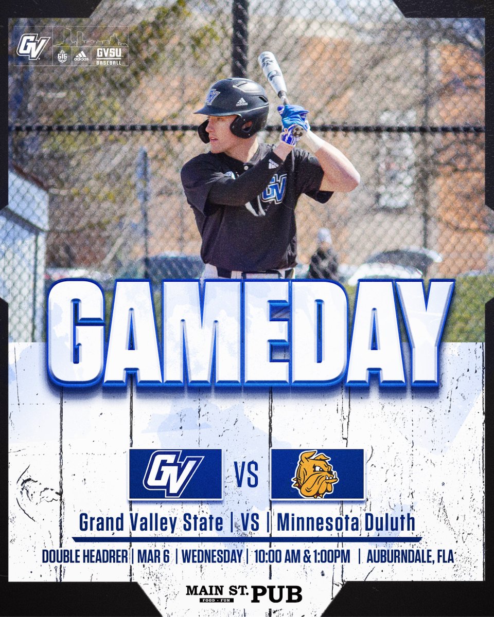 GVSU Baseball (@gvsubaseball) on Twitter photo ⚾️****GAME TIME CHANGE****⚾️
GVSU will begin a 6-game stretch in Florida with a DH vs. UMD. However, the start time for game 1 has been moved to 11:30 am due to overnight rain. 
⏰- 11:30 am
📍- Auburndale, Fla. (Lake Myrtle Complex)
💻- Live Stats gvsulakers.com/sidearmstats/b… ⚾️****GAME TIME CHANGE****⚾️
GVSU will begin a 6-game stretch in Florida with a DH vs. UMD. However, the start time for game 1 has been moved to 11:30 am due to overnight rain. 
⏰- 11:30 am
📍- Auburndale, Fla. (Lake Myrtle Complex)
💻- Live Stats gvsulakers.com/sidearmstats/b…