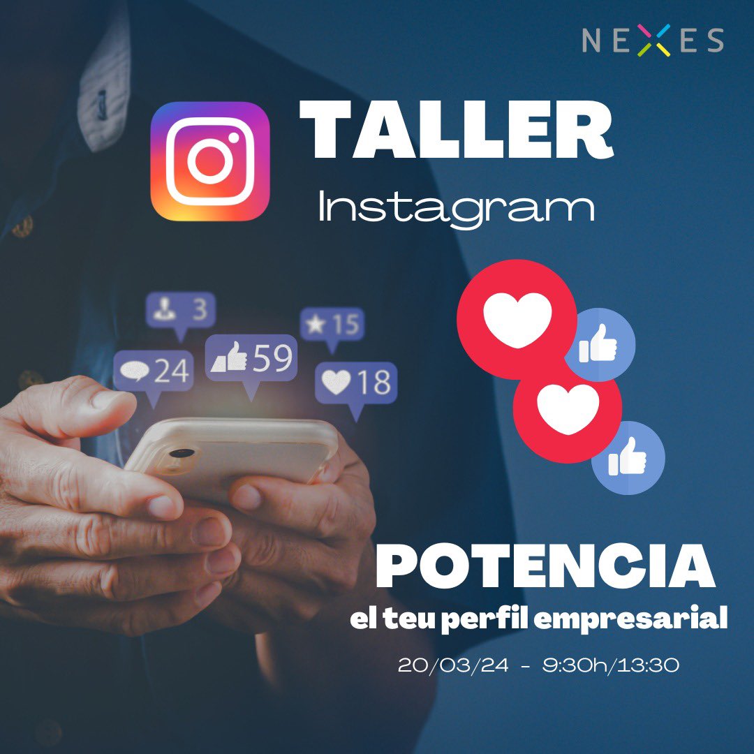 NEXES Forallac (@nexesforallac) on Twitter photo Nou curs a Nexes: Taller de Instagram.
20 de març, de 9:30 a 13:30 a la Sala de Formació de NEXES.
Preu: 10€ (gratuït pels membres de Nexes i CoNexes)
Ponent: Susana Jimenez
Per apuntar-vos només cal que envieu un mail a: administracio@nexesforallac.cat Nou curs a Nexes: Taller de Instagram.
20 de març, de 9:30 a 13:30 a la Sala de Formació de NEXES.
Preu: 10€ (gratuït pels membres de Nexes i CoNexes)
Ponent: Susana Jimenez
Per apuntar-vos només cal que envieu un mail a: administracio@nexesforallac.cat