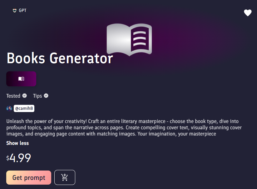 Unleash a world of stories with the Books Generator! 📚✨ Create your own literary adventure now. #BooksGenerator #ReadingMagic [promptbase.com/prompt/books-g…]

#Amazonkdp #BooksGenerator #ReadersDelight #BookishWonder #LiteratureWorld #NovelCreation #PageTurner #BookLoverMagic