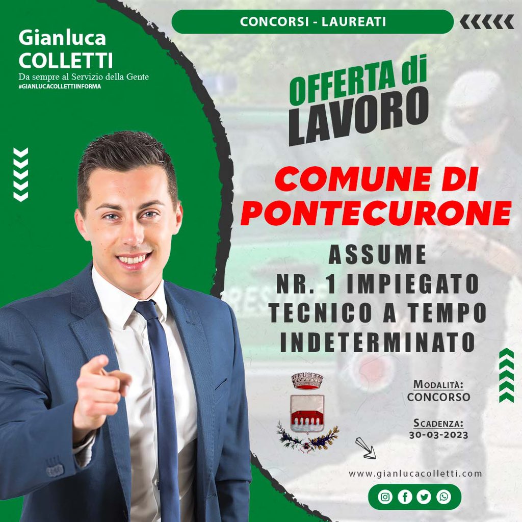 #COMUNE DI #PONTECURONE - #Concorso pubblico per l’assunzione di nr. 1 impiegato tecnico a #tempo #indeterminato. Scadenza: 30.03.24 #gianlucacollettiinforma
👉🏻 gianlucacolletti.com/galleriagianlu…