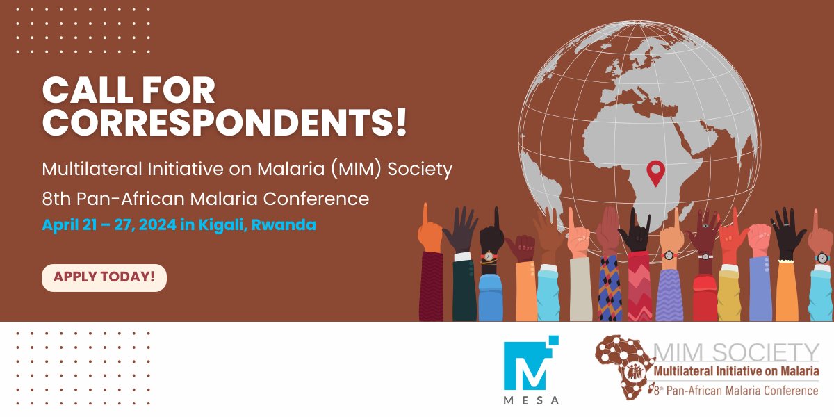 Exciting news for you! The 8th Pan-African Malaria Conference happening in Kigali, Rwanda from April 21-27, 2024! Apply ↙️ ow.ly/4JCS50QLkNJ by March 11, 2024, to be part of the discussion. #Malaria #GlobalHealth #MIM2024'