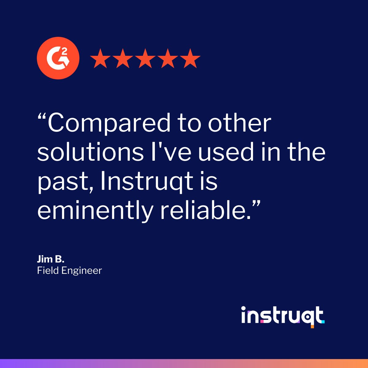 We like to think Instruqt is considered a team member by our customers. Reliability is a job requirement to deliver value consistently. Read the full review: bit.ly/3wD5ABw