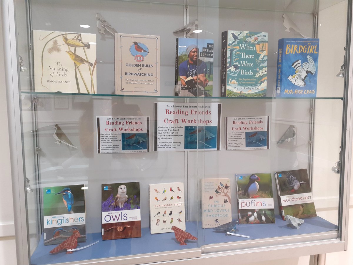 Lovely bird themed display at #BathCentralLibrary that shows off some of the recycled birds we made as part of our Reading Friends craft workshop from last week🐦
We hope to put on more craft workshops in the future, stay tuned for more details!
#BNESLibraries #ReadingFriends