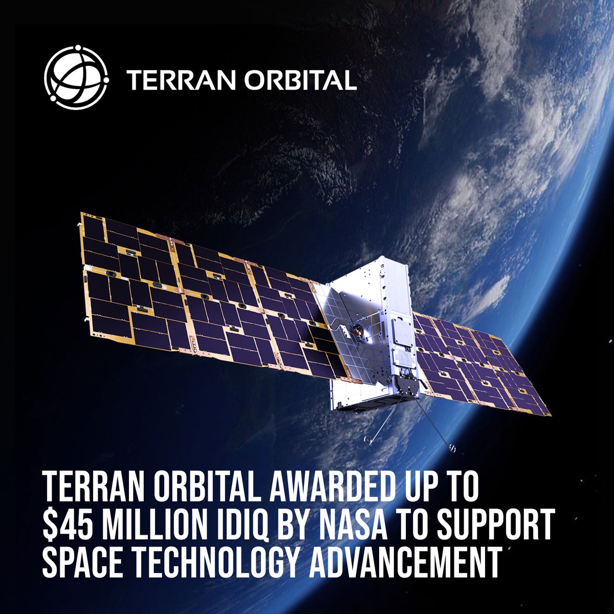 @TerranOrbital announced being awarded an IDIQ contract with a $45 million ceiling value with @NASA ’s Space Technology Mission Directorate. zurl.co/OrBu #TerranOrbital #NASA #IDIQ #Award #Spacecraft