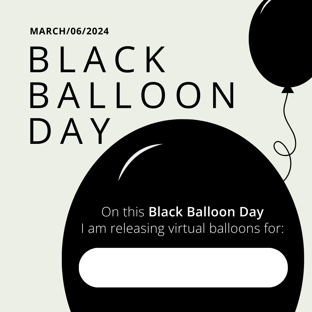 Today is #BlackBalloonDay, a global event to raise awareness about the #OpioidEpidemic and remember those we've lost. To participate and share your story, download the Virtual Balloon Templates on our website and repost with your loved one's name: bit.ly/3I7aNDU