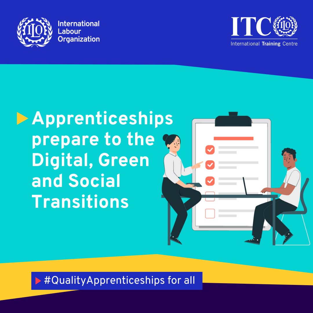 In a world shaped by globalization, climate action, & technological progress, apprenticeships are a pathway for continuous skill development. 💡 They offer people of all ages the chance to skill, reskill, & upskill amidst evolving landscapes. #QualityApprenticeships for all. 🌍