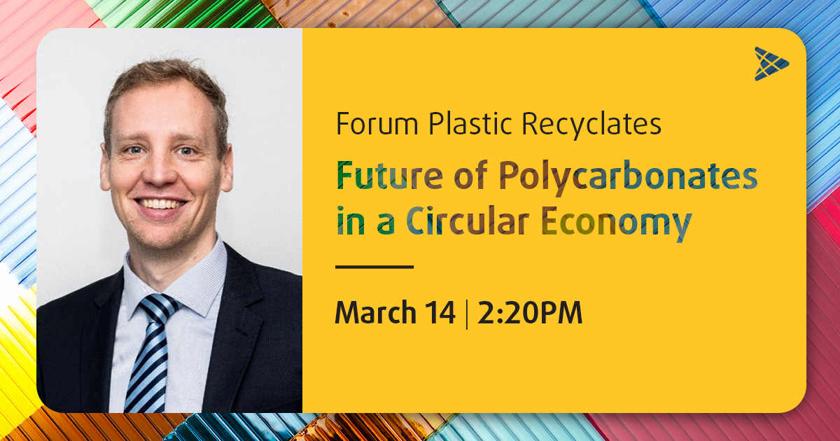 Trinseo’s Ben Porter, Global Sustainability Business Development Manager, will discuss polycarbonate's role in the circular economy at the @FraunhoferLBF’s 6th Forum Plastic Recyclates in Darmstadt, Germany. View the full agenda here: ow.ly/FY9w50QM5F9 #LBFDeepDive