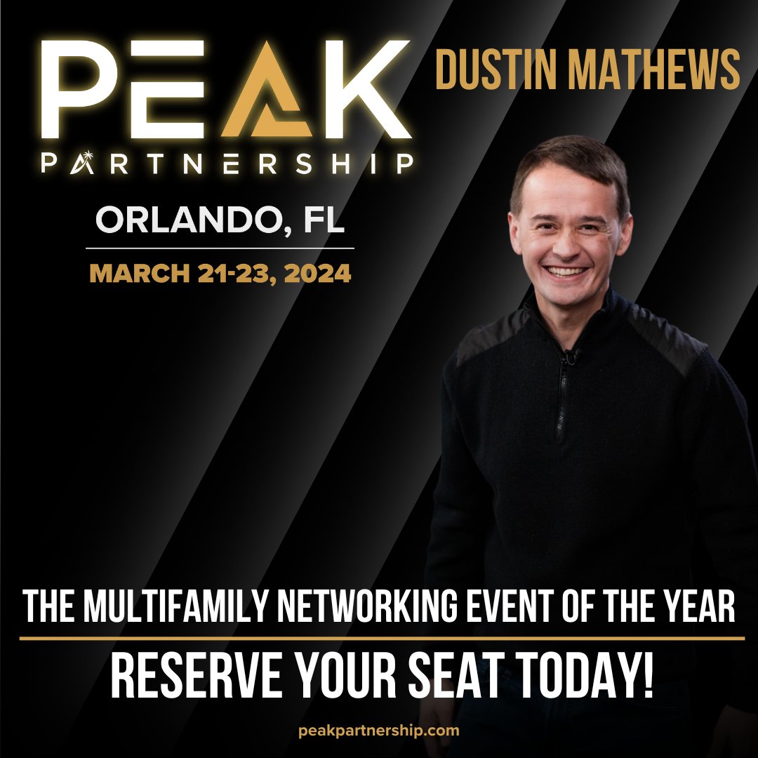 Pumped to be speaking at the Multifamily Networking Event of the Year - Peak Partnership!

🎟️ Need a ticket? > bit.ly/peakpartnership