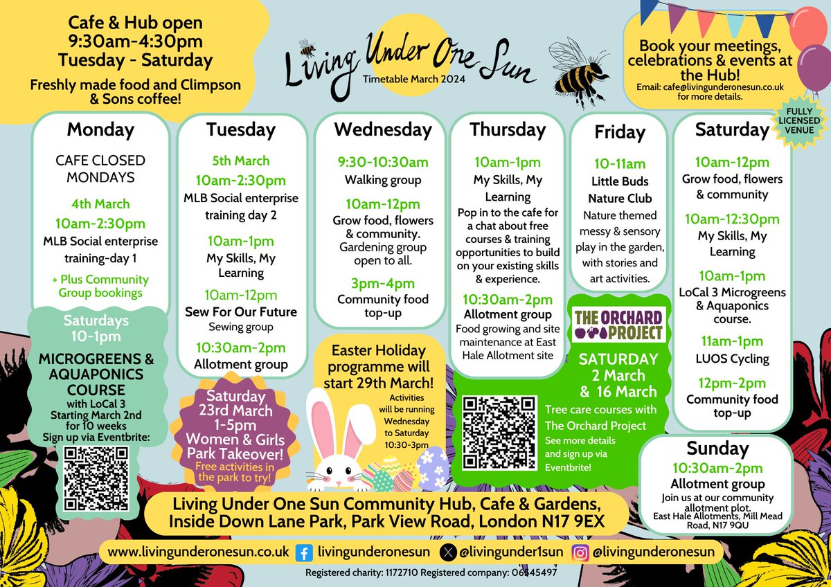 Check out our timetable of activities for March! Lots of exciting activities packed into one month... #n17 #tottenham #tottenhamhale #downlanepark #activities #freeactivities #downlanepark #neighbourhoodhub