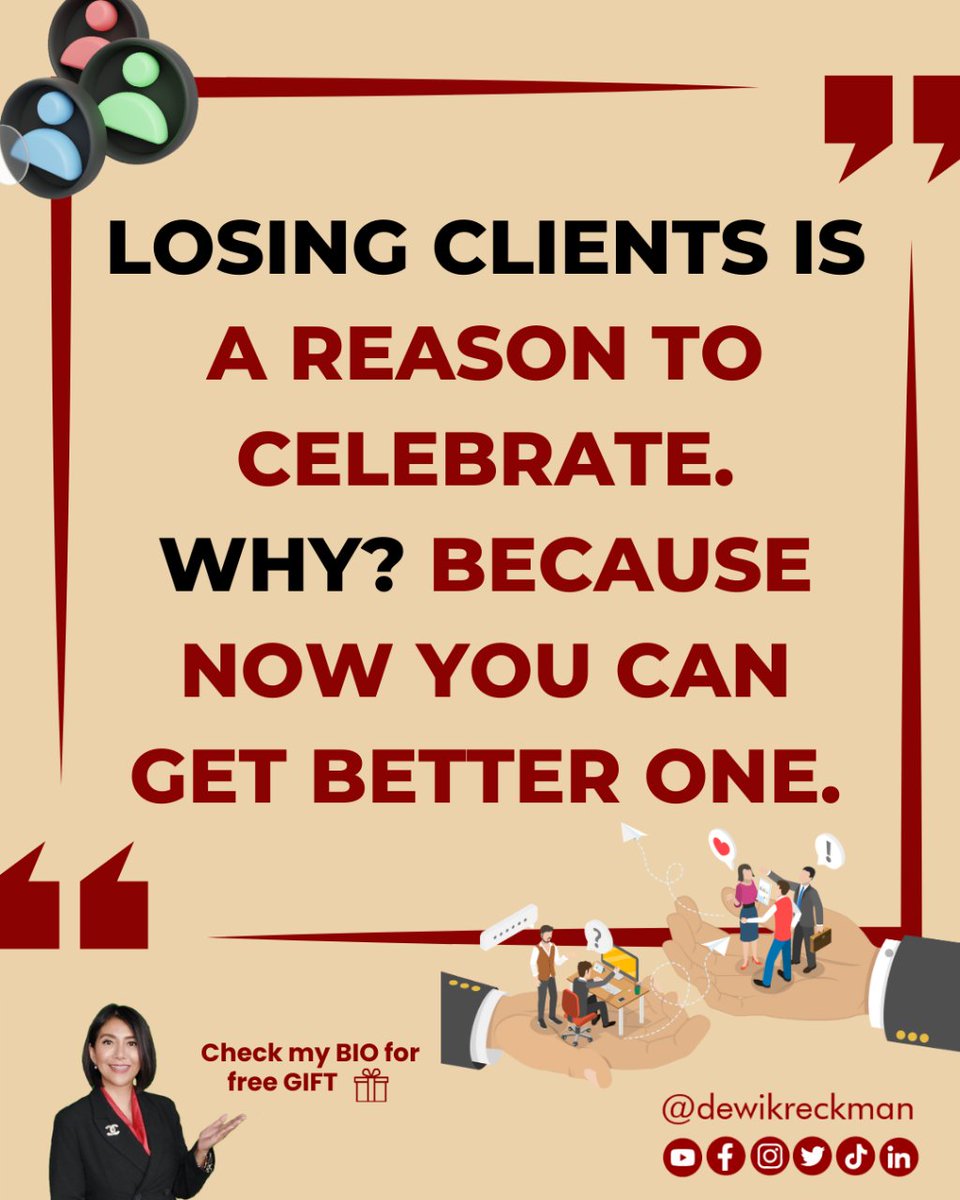 Celebrate setbacks: 'Losing Clients is a Reason to Celebrate' – turning challenges into victories! 🥳💼 #ClientRetention #BusinessGrowth #socialmediacontentcreator #socialmediacontenttip #socialmediacontentideas #socialmediacontentcreation #contentideasforsocialmedia