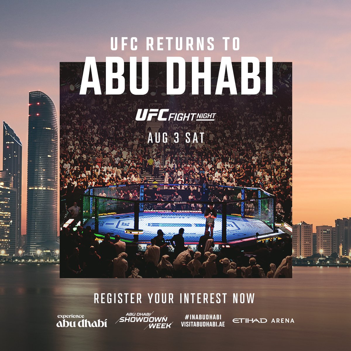 Abu Dhabi, we'll see you soon! 👀

🗓️: AUG 3 SAT

#UFCAbuDhabi | @VisitAbuDhabi | @InAbuDhabi | #InAbuDhabi