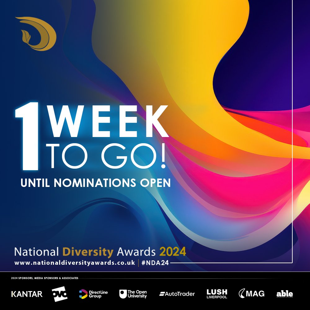 Drum roll please! 🎉 There''s just ONE WEEK TO GO until nominations open for The National Diversity Awards 2024! You can see the awards categories here: nationaldiversityawards.co.uk/awards-2024/ So get your thinking hat on - who will you be nominating? 🤔 #NDA24 #diversity #diversitymatters