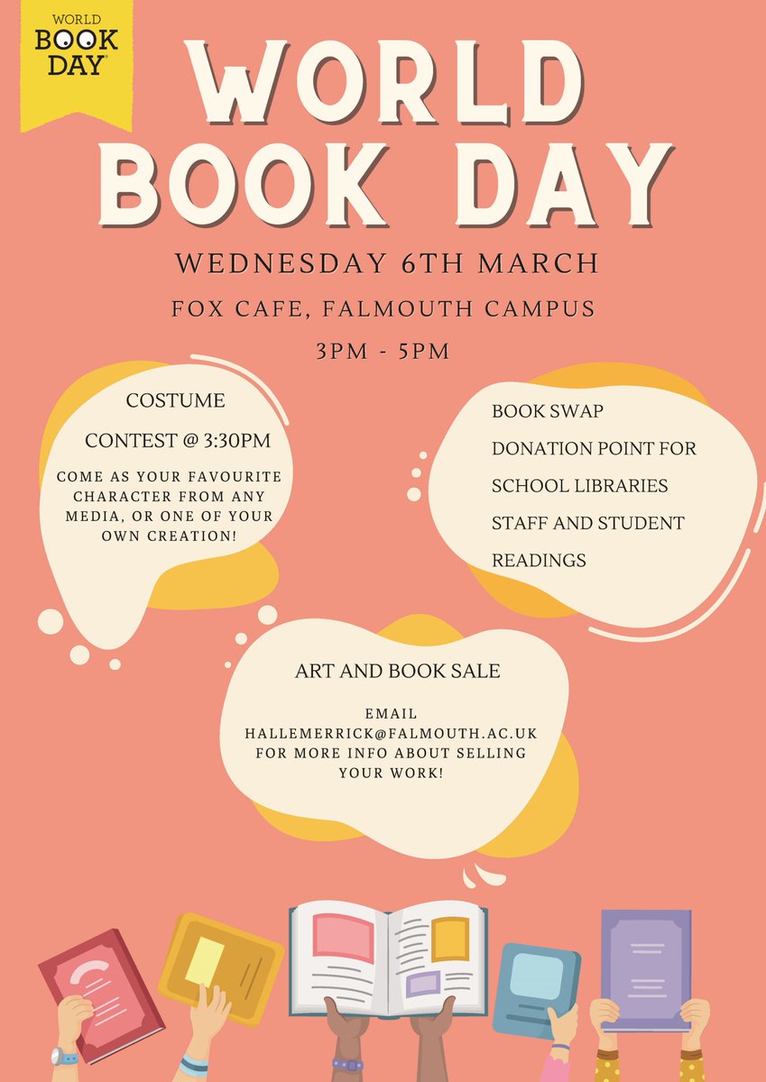 If you're in the Falmouth area this afternoon, come say hello. We'll be in the Fox Cafe on @FalmouthUni's Wood Lane Campus with books from 3pm...