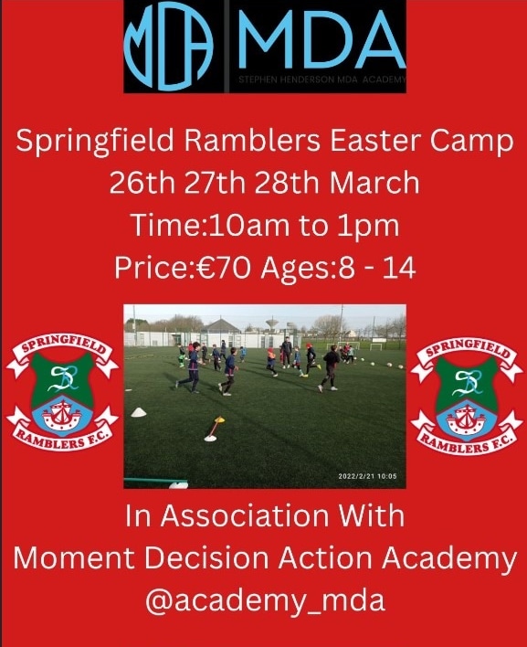 Springfield Ramblers (@springfieldram1) on Twitter photo Springfield Ramblers Easter Camp
26th 27th 28th March
Time:10am to 1pm
Price:€70
Ages:8 - 14
member.clubforce.com/memberships_ca…
In association with <a href="/academy_mda/">Moment Decision Action Academy</a> Springfield Ramblers Easter Camp
26th 27th 28th March
Time:10am to 1pm
Price:€70
Ages:8 - 14
member.clubforce.com/memberships_ca…
In association with <a href="/academy_mda/">Moment Decision Action Academy</a>
