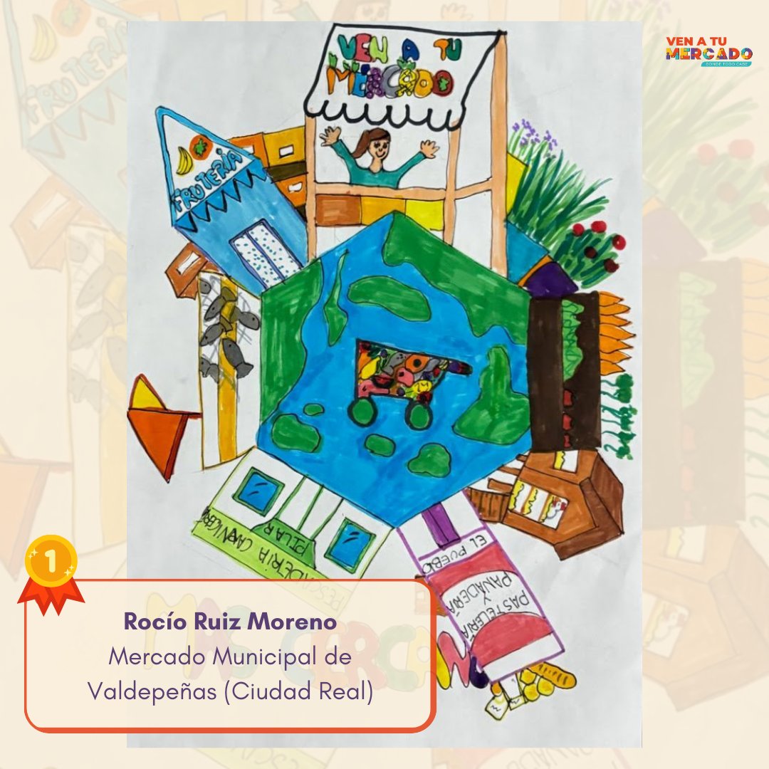 VenatuMercado's tweet photo. 🏆 ¡Los mejores dibujos infantiles relacionados con los Mercados Municipales ya tienen premio!

🥇 Rocío Ruiz Moreno. Mercado Municipal de Valdepeñas (Ciudad Real).
🥈 Isabel Blanco Soler. Mercados de Zaragoza (Zaragoza).

🔗 Más información:
https://t.co/VP8SVHkiKh https://t.co/Ali4EGuTtv