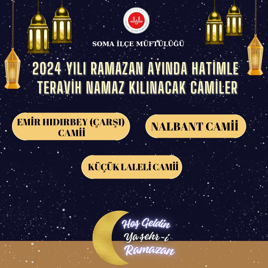 🌙 HATİMLE TERAVİH NAMAZI KILINACAK CAMİLER