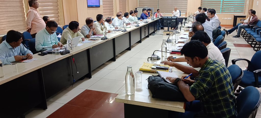 Reviewed processing of Road Projects including ( LWE) being taken up by Panchyati raj , R&B , NHAI and (MoRTH) with concerned Engineers and DFOs at Aranya Bhavan. The officers were requested to process the proposal on priority basis specially in Rural areas.