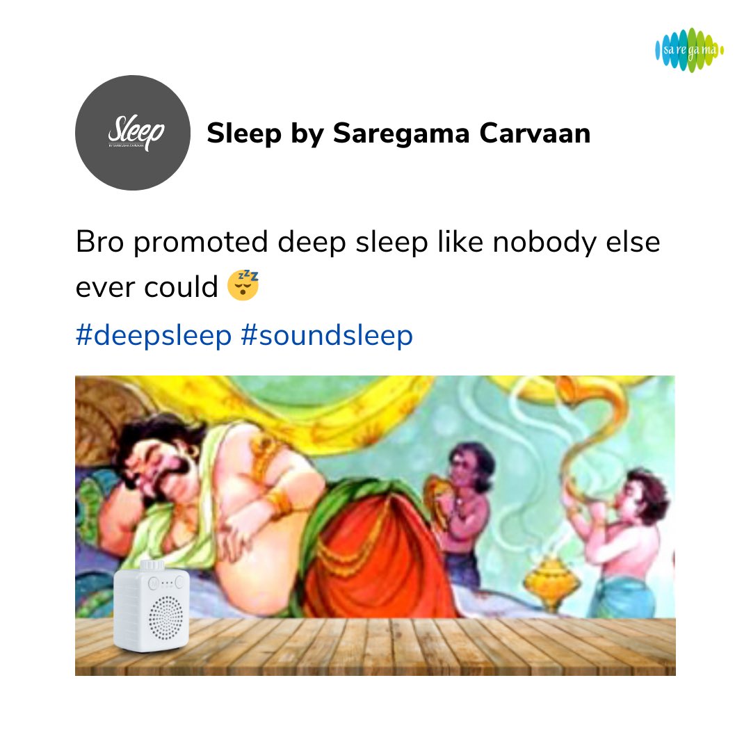 Here is a secret for Kumbhkarans's deep sleep 😴
.
.
Sleep by Saregama Carvaan

#saregama #saregamacarvaan #sleepbysaregamacarvaan #sleep #howtosleepwell #sleepsupport #sleephelp #sleeplessness #sleepbetter