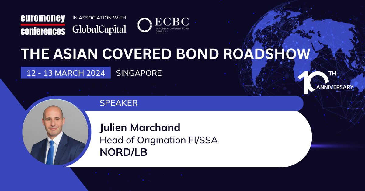 Unmissable primer session: What’s driving the EUR covered bond market? Relative value considerations, hosted by Julien Marchand, <a href="/nord_lb/">NORD/LB</a>, at the Asian Covered Bond Roadshow next week!  

Register now➡️events.globalcapital.com/event/a41b78f8…

#emCoveredBonds #AsianCoveredBonds