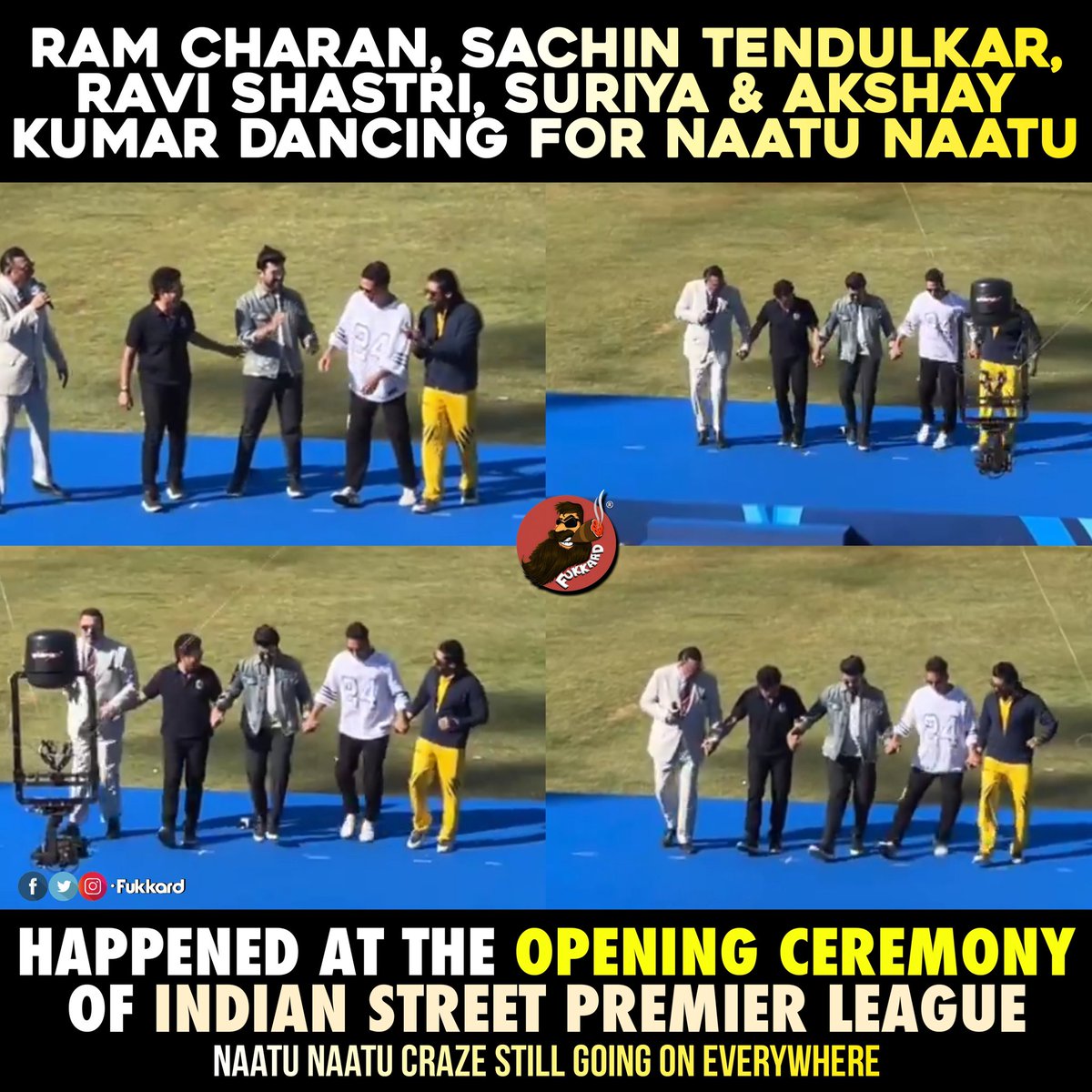 #Sachin tho #NaatuNaatu Step 🕺🕺

Global Star #RamCharan 
#Suriya #AkshayKumar #RaviShastri